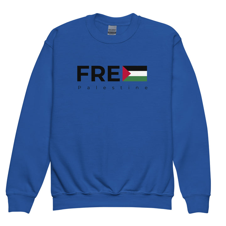 Free Palestine - Youth Crewneck Sweatshirt, Royal