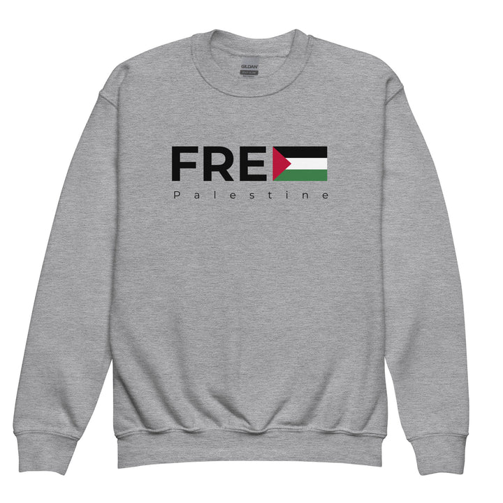 Free Palestine - Youth Crewneck Sweatshirt, Sport Grey