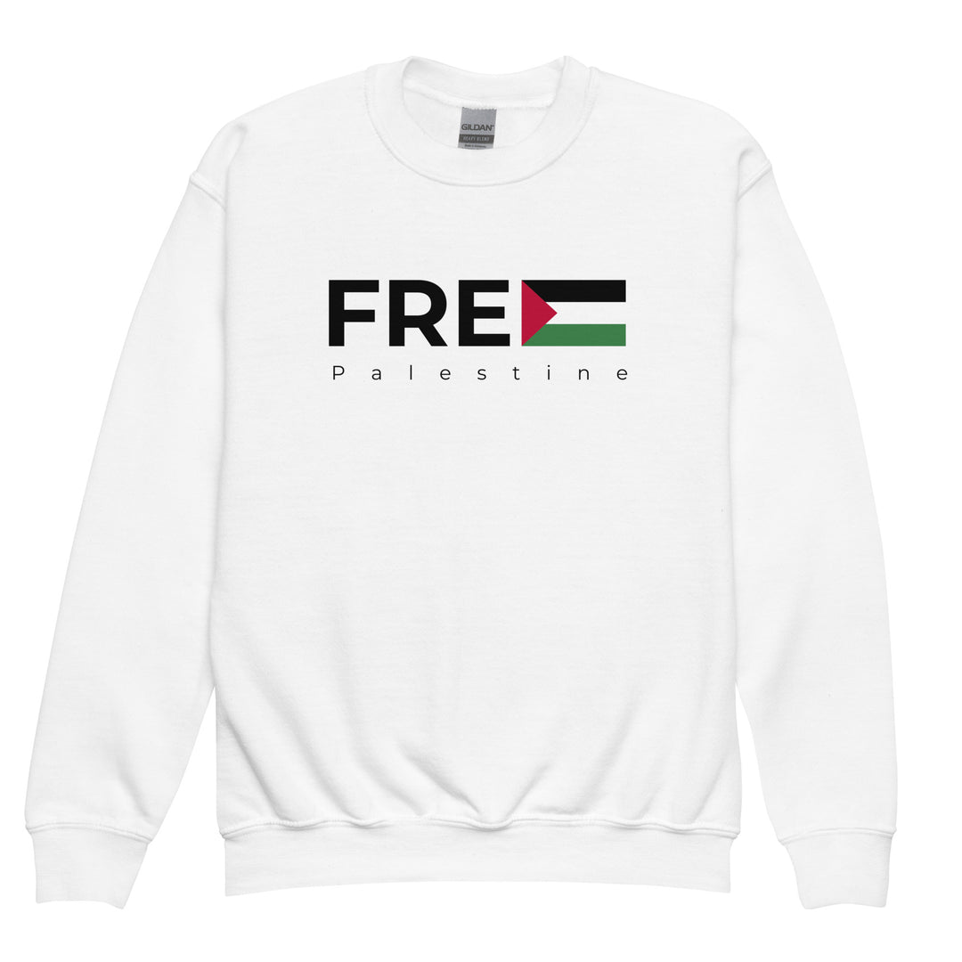 Free Palestine - Youth Crewneck Sweatshirt, White