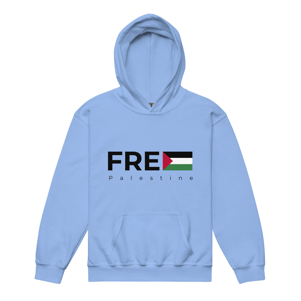 Free Palestine - Youth Heavy Blend Hoodie, Carolina Blue