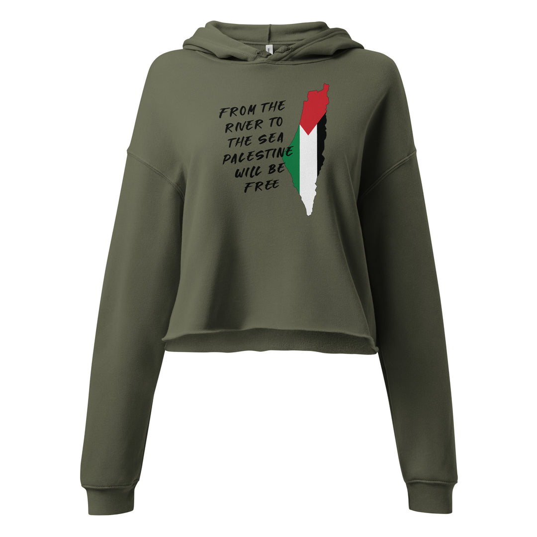 From the River - Crop Hoodie, Womens Cropped Hoodie Military Green