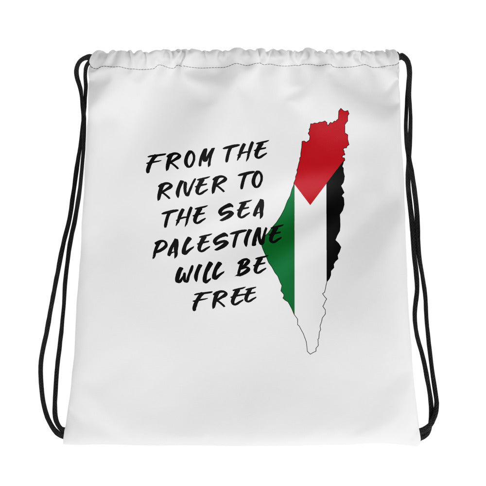 From The River – Drawstring Bag, White, front view
