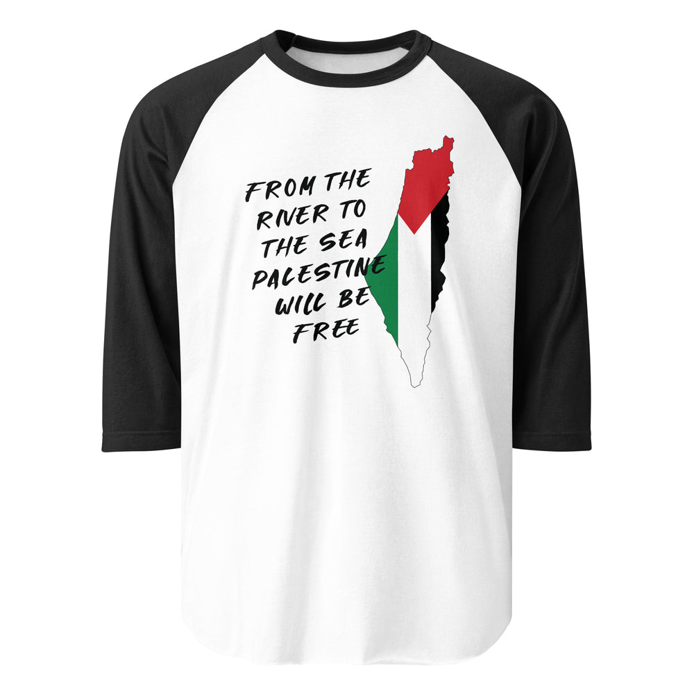 From the River - Men’s ¾ Sleeve Raglan Shirt, 34 Sleeve Raglan Shirt White Black