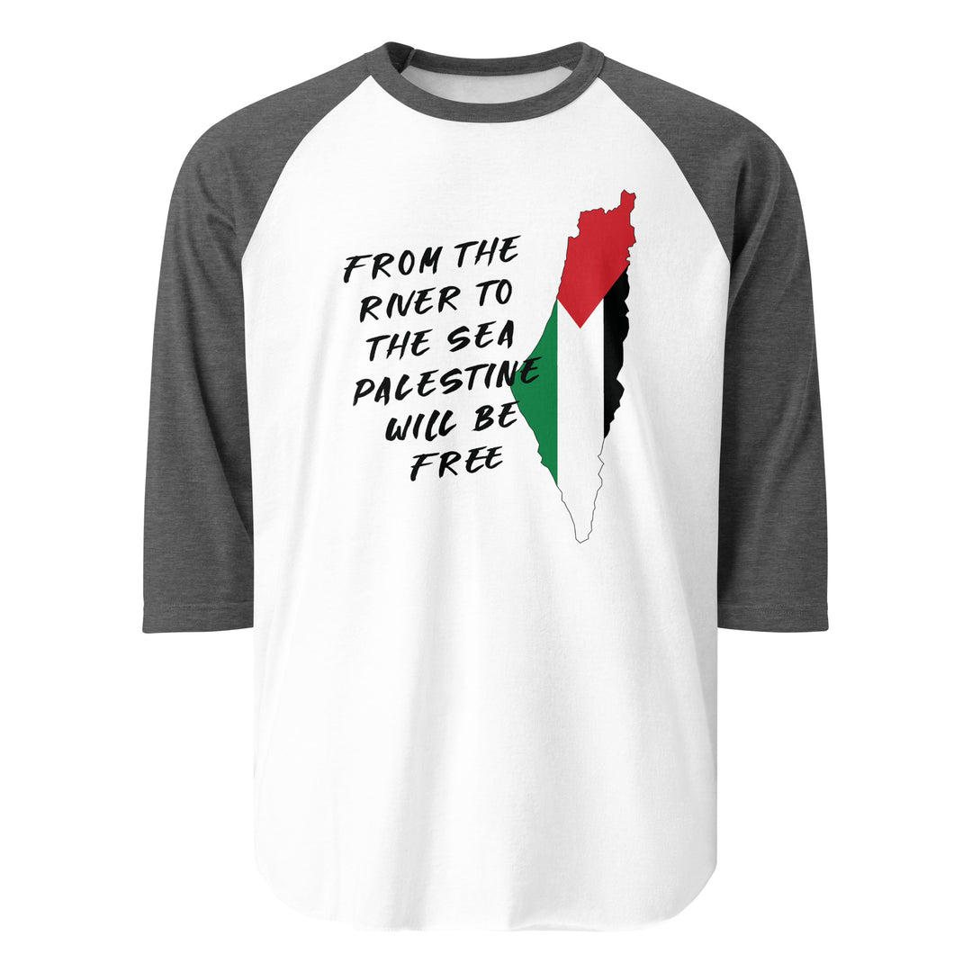 From the River - Men’s ¾ Sleeve Raglan Shirt, 34 Sleeve Raglan Shirt White Heather Charcoal