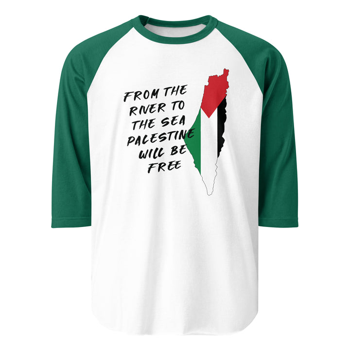 From the River - Men’s ¾ Sleeve Raglan Shirt, 34 Sleeve Raglan Shirt White Kelly