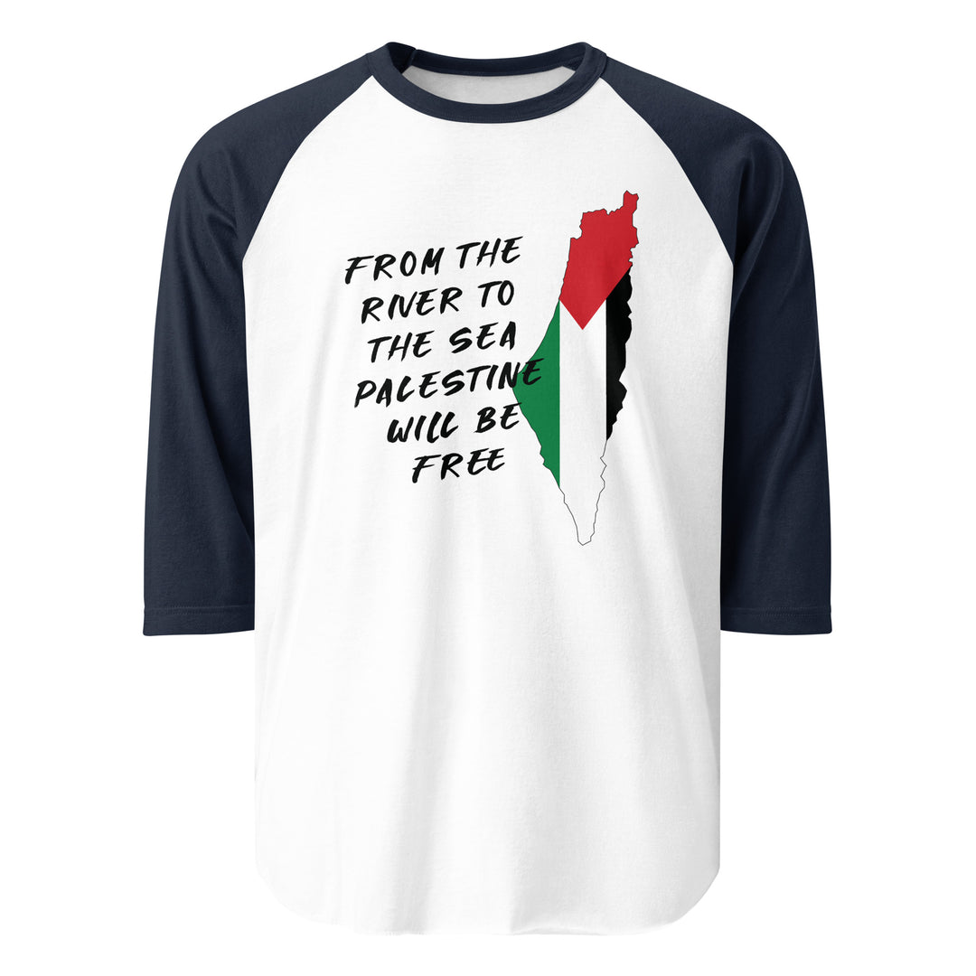 From the River - Men’s ¾ Sleeve Raglan Shirt, 34 Sleeve Raglan Shirt White Navy