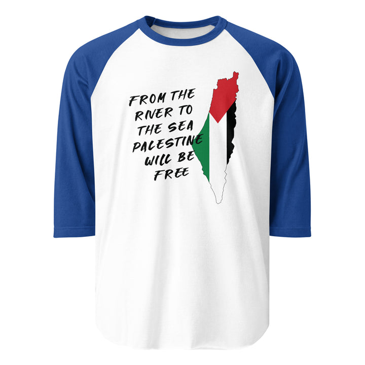 From the River - Men’s ¾ Sleeve Raglan Shirt, 34 Sleeve Raglan Shirt White Royal