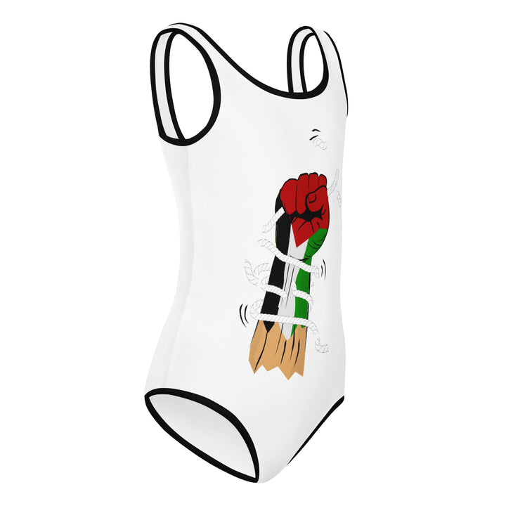Hand - All-Over Print Kids Swimsuit, Swimsuit White