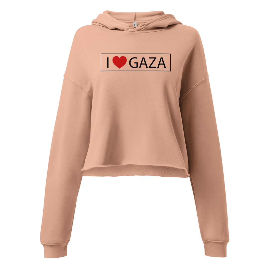I Love Gaza - Crop Hoodie, Womens Cropped Hoodie Peach