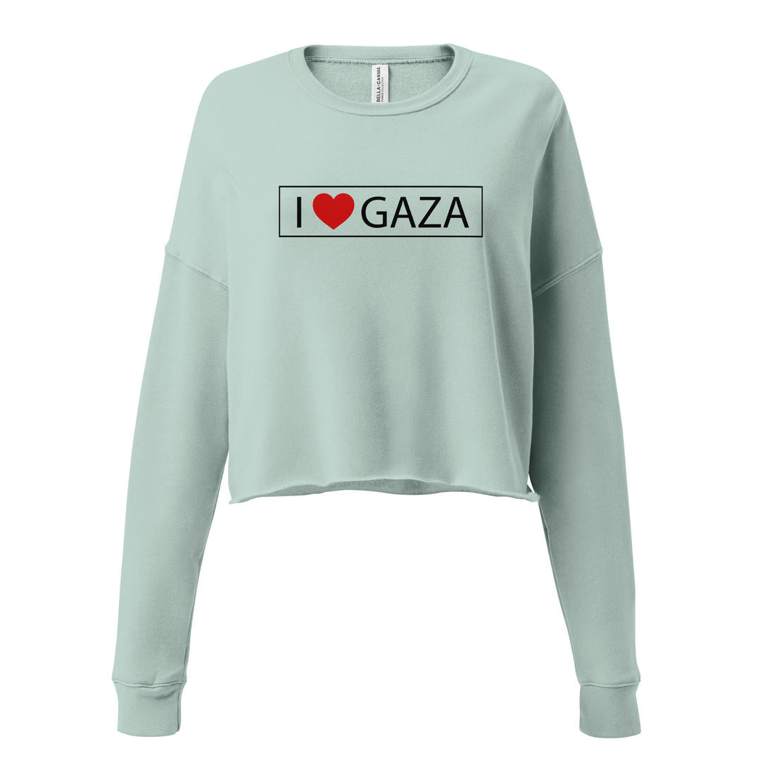 I Love Gaza - Crop Sweatshirt, Womens Cropped Sweatshirt Dusty Blue