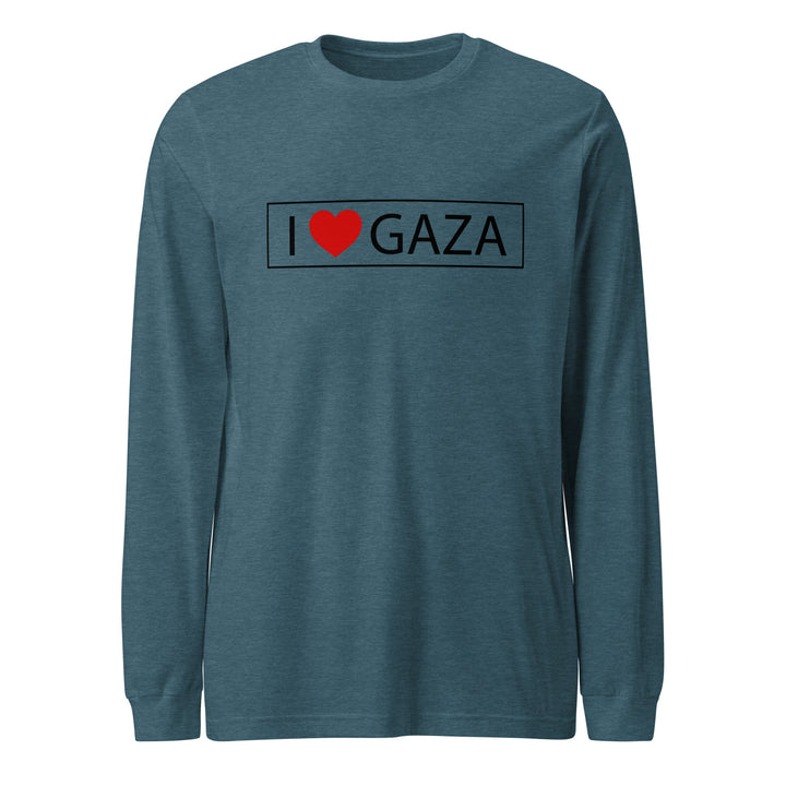 I Love Gaza - Men’s Long Sleeve Shirt, Heather Deep Teal