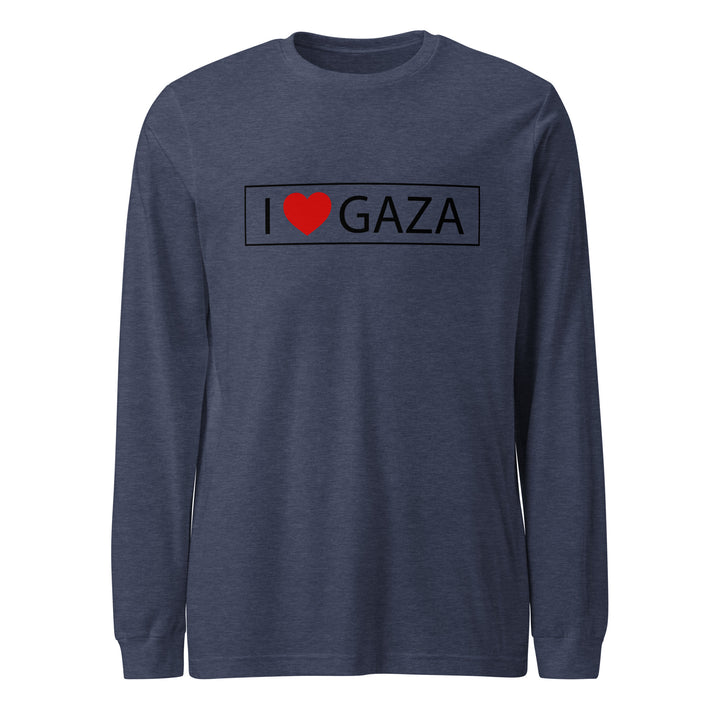 I Love Gaza - Men’s Long Sleeve Shirt, Heather Navy