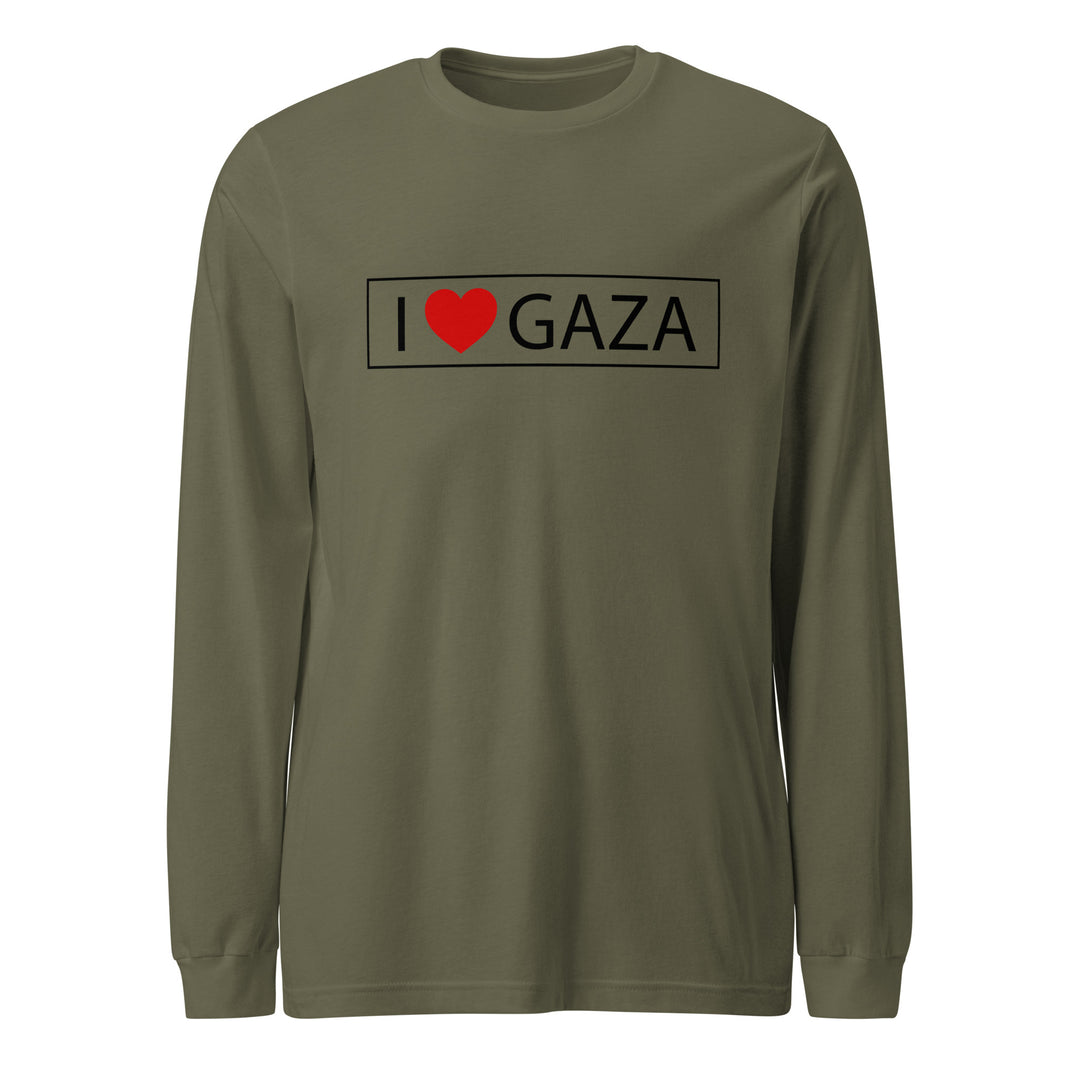 I Love Gaza - Men’s Long Sleeve Shirt, Military Green