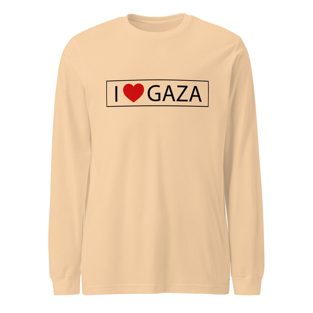 I Love Gaza - Men’s Long Sleeve Shirt, Sand Dune