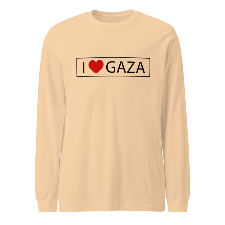 I Love Gaza - Men’s Long Sleeve Shirt, Sand Dune