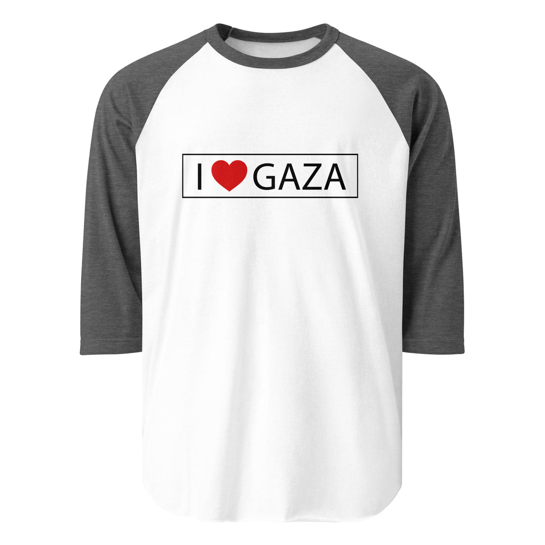 I Love Gaza - Men’s ¾ Sleeve Raglan, 34 Sleeve Raglan Shirt White Heather Charcoal