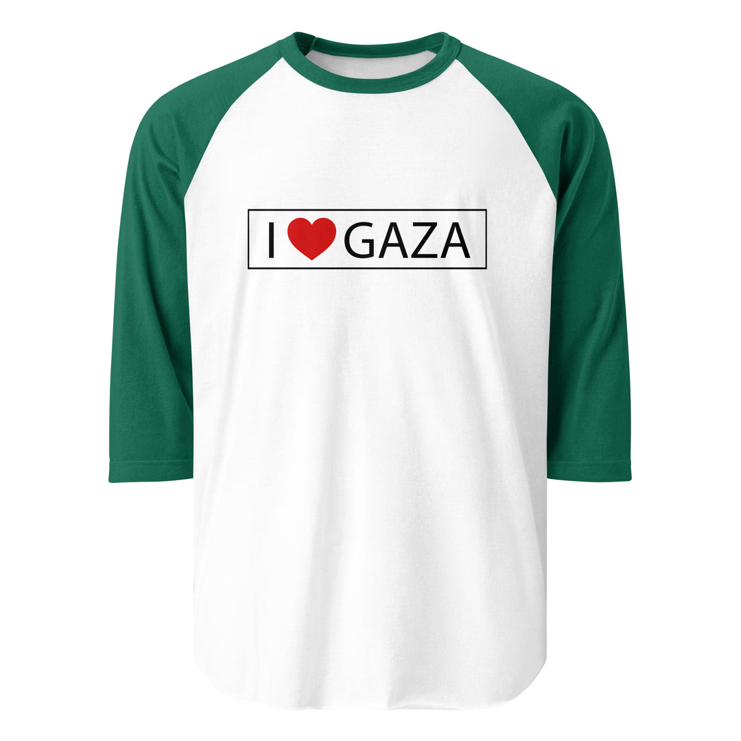 I Love Gaza - Men’s ¾ Sleeve Raglan, 34 Sleeve Raglan Shirt White Kelly