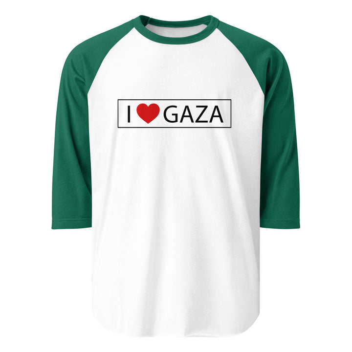 I Love Gaza - Men’s ¾ Sleeve Raglan, 34 Sleeve Raglan Shirt White Kelly
