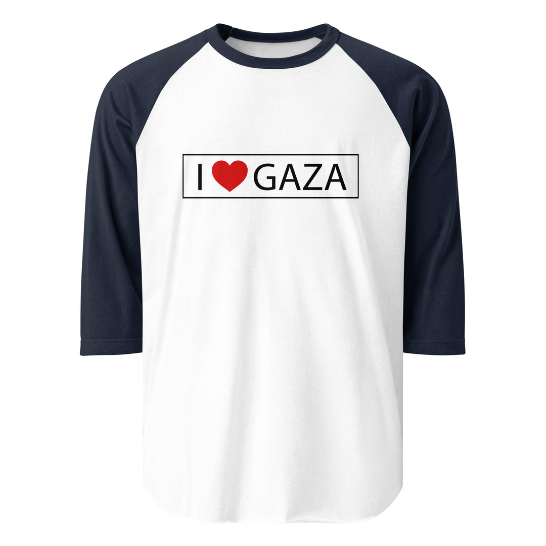 I Love Gaza - Men’s ¾ Sleeve Raglan, 34 Sleeve Raglan Shirt White Navy