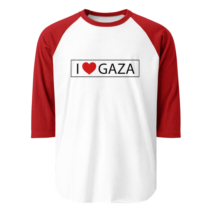 I Love Gaza - Men’s ¾ Sleeve Raglan, 34 Sleeve Raglan Shirt White Red
