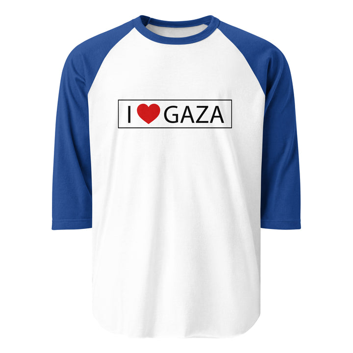 I Love Gaza - Men’s ¾ Sleeve Raglan, 34 Sleeve Raglan Shirt White Royal