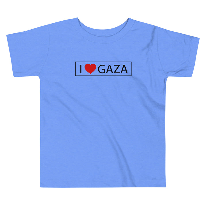I Love Gaza - Toddler Short Sleeve Tee, Heather Columbia Blue