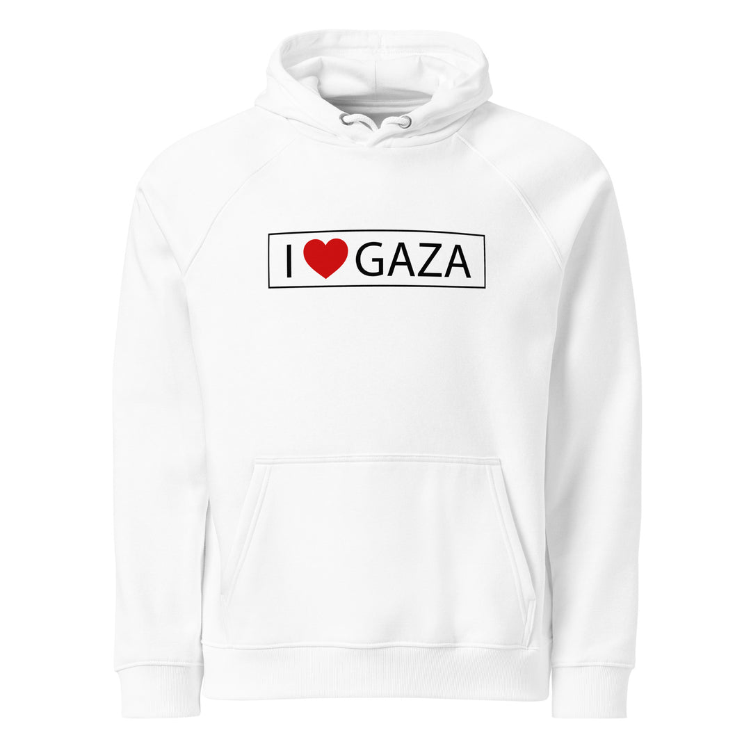 I Love Gaza - Women’s Eco Raglan Hoodie, Eco Raglan Hoodie White