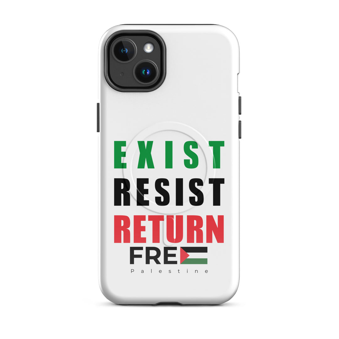 MagSafe® tough case for iPhone® | Exist. Resist. Return. – glossy iPhone 14 plus, front view