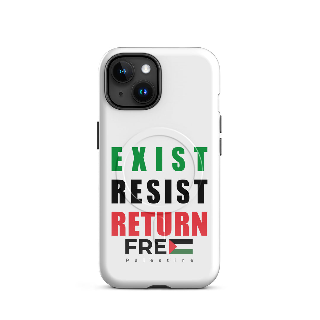 MagSafe® tough case for iPhone® | Exist. Resist. Return. – glossy iPhone 15, front view