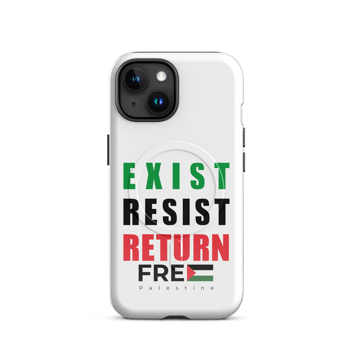 MagSafe® tough case for iPhone® | Exist. Resist. Return. – glossy iPhone 15, front view
