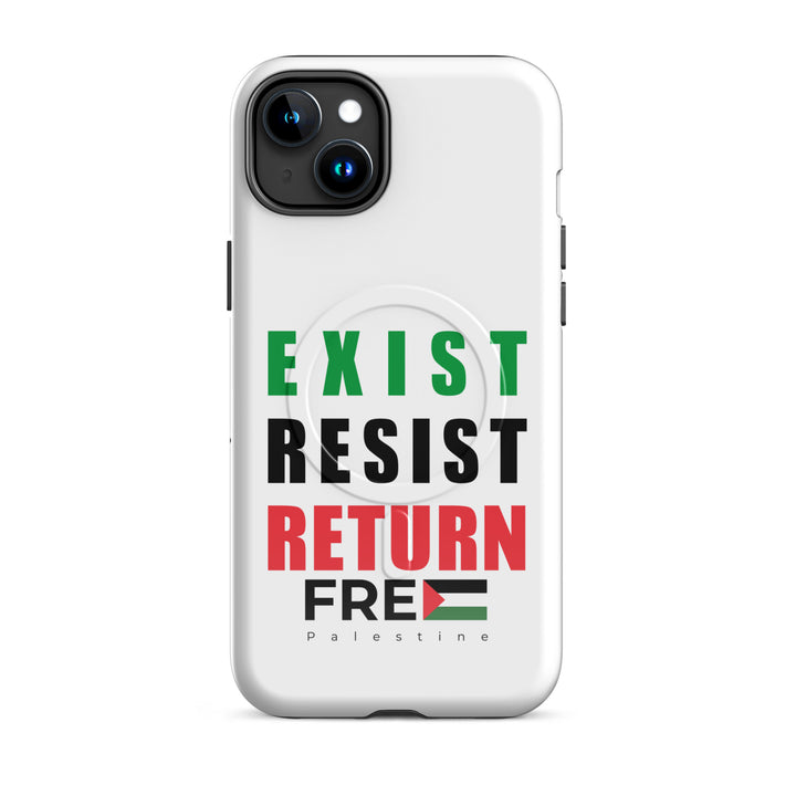 MagSafe® tough case for iPhone® | Exist. Resist. Return. – glossy iPhone 15 plus, front view