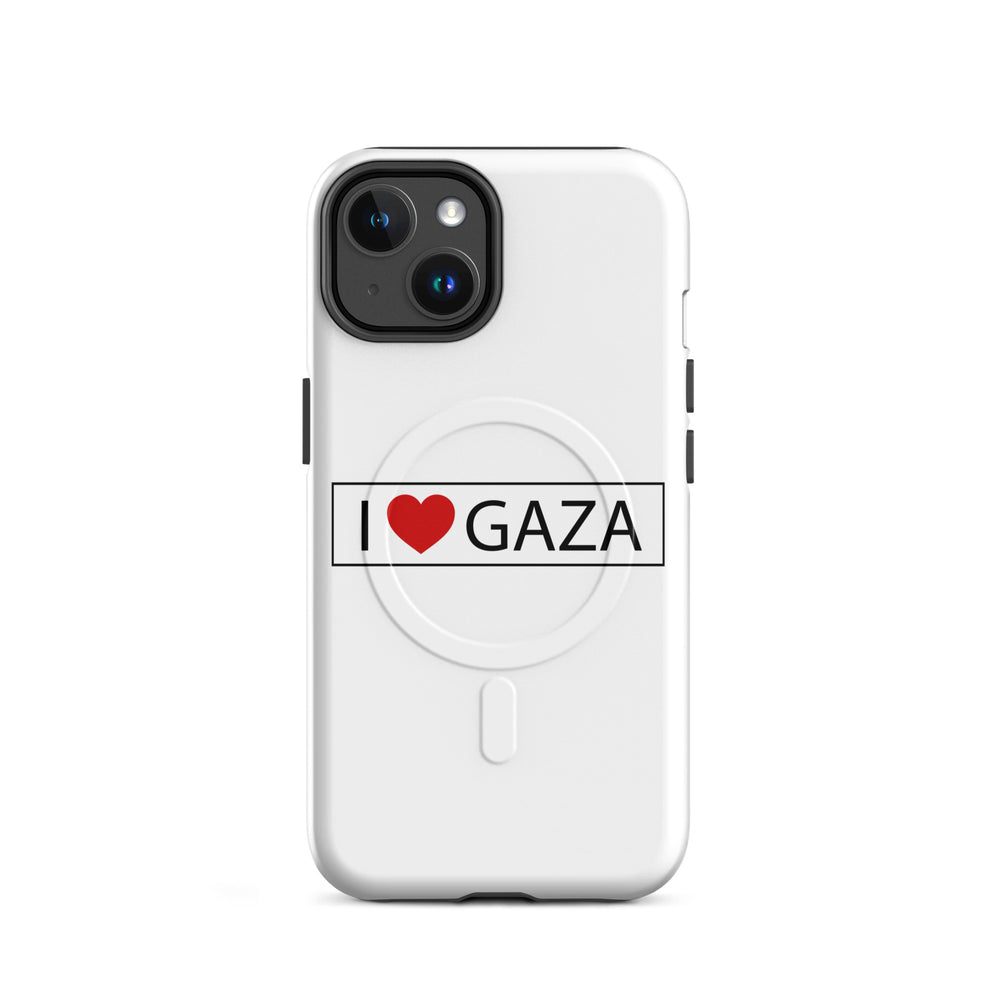 MagSafe® tough case for iPhone® | I Love Gaza – glossy iPhone 14, front view