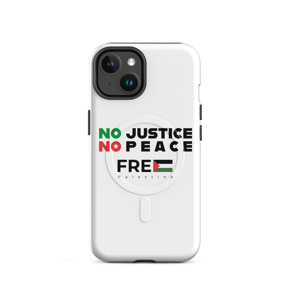MagSafe® tough case for iPhone® | No Justice No Peace – glossy iPhone 14, front view
