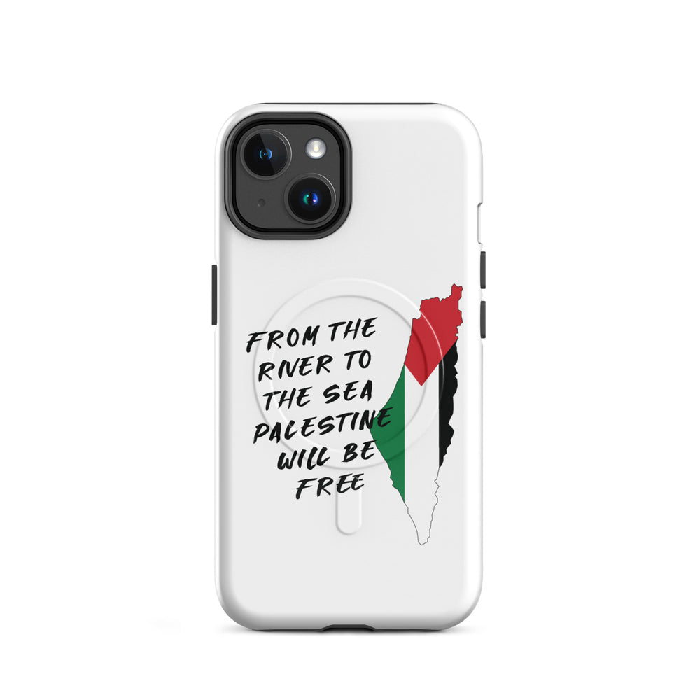 MagSafe® tough case for iPhone® | Palestine Map – glossy 14, front view