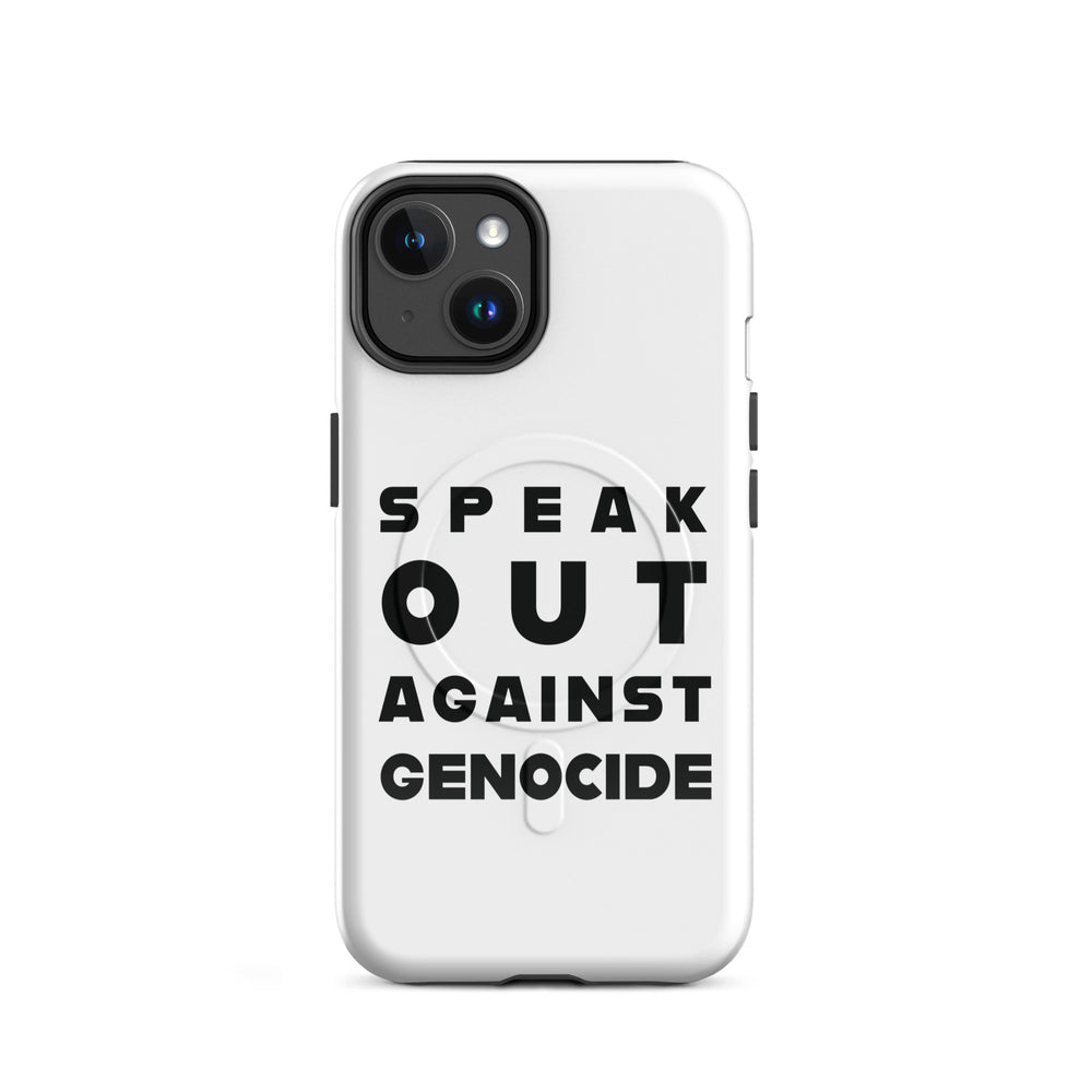 MagSafe® tough case for iPhone® | Speak Against Genocide – glossy iPhone 14, front view