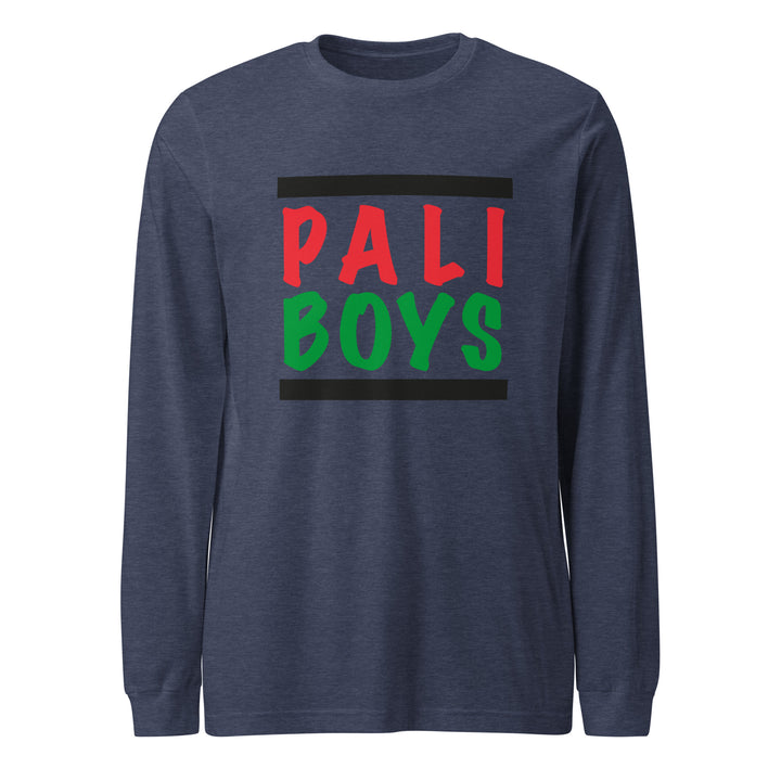 Palestinian Boys - Men Long Sleeve Tee, Heather Navy