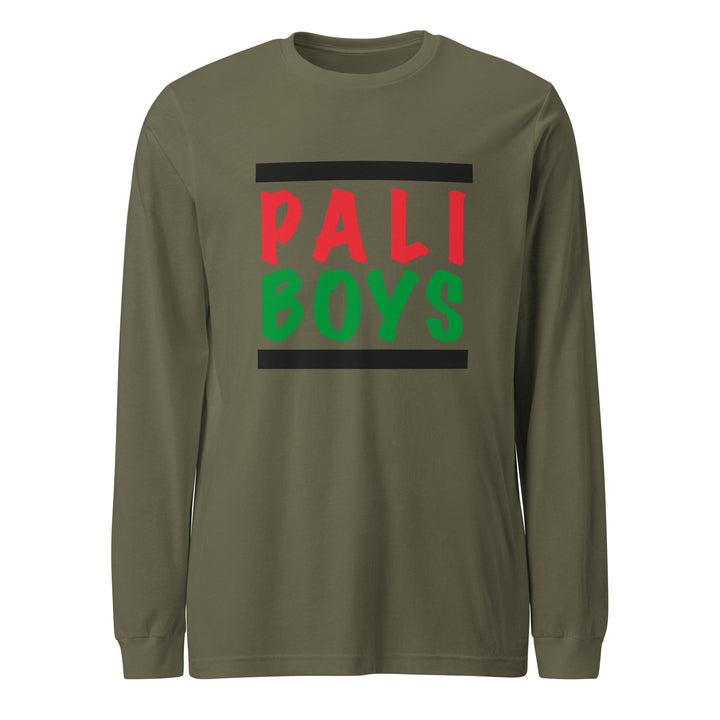 Palestinian Boys - Men Long Sleeve Tee, Military Green