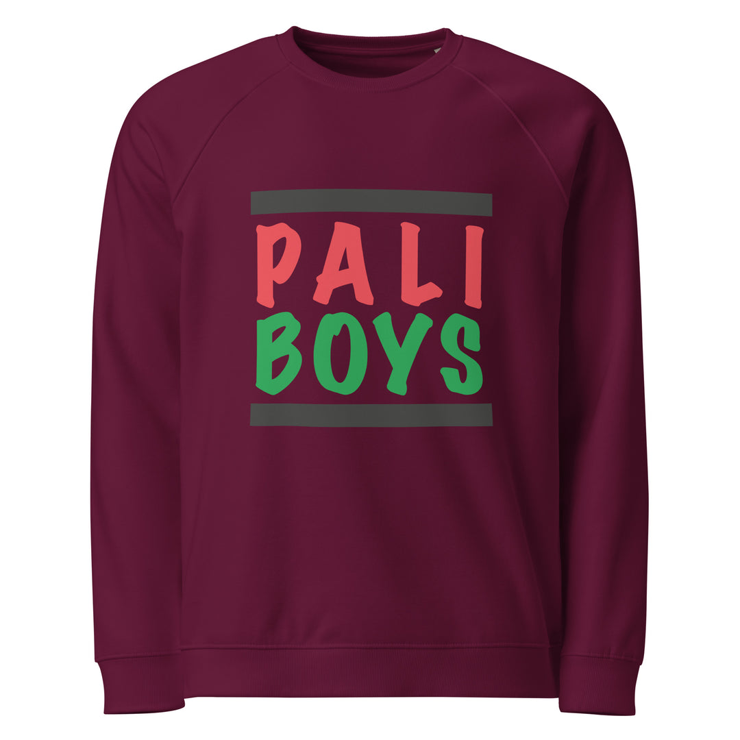 Palestinian Boys - Men Organic Raglan Sweatshirt, Burgundy