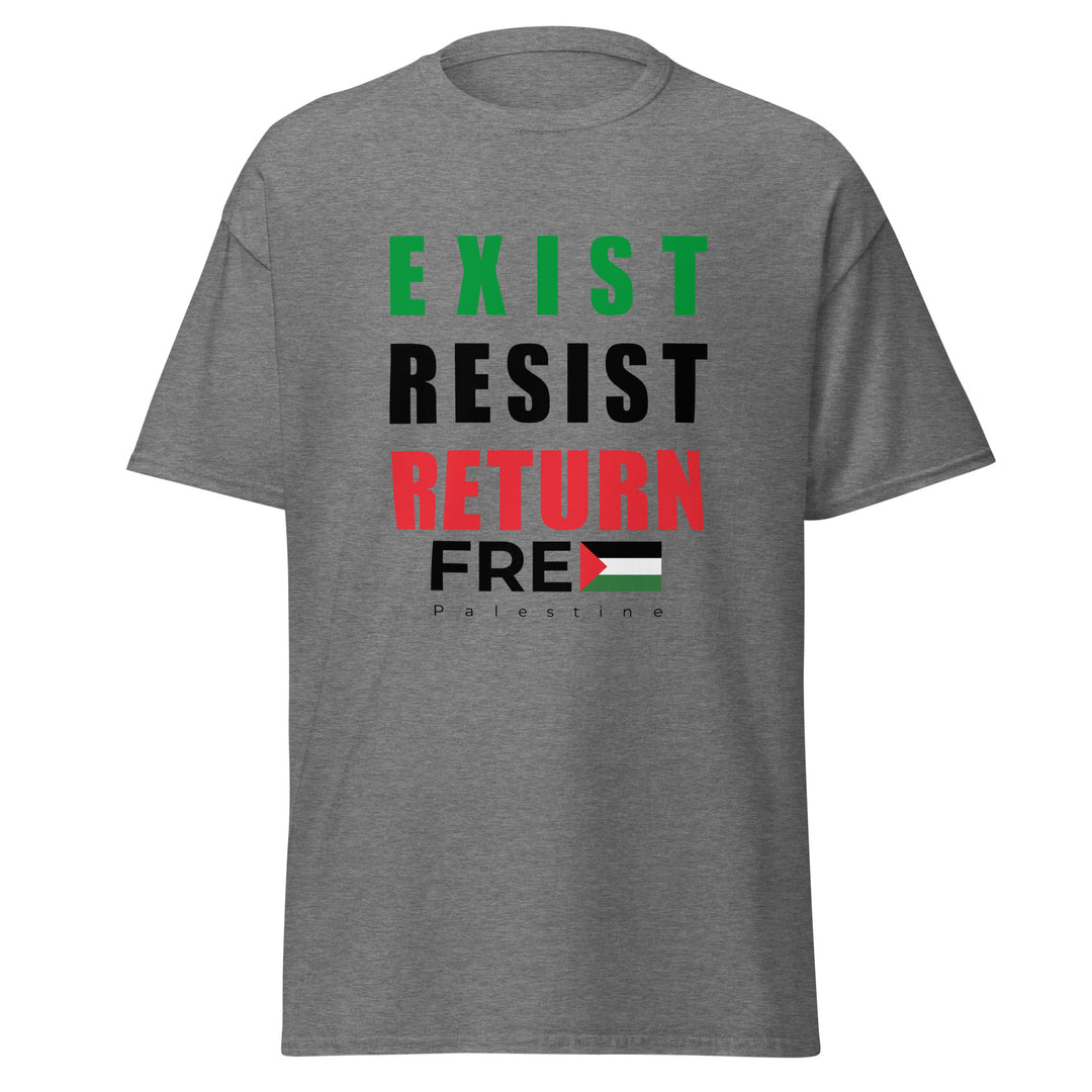 Exist. Resist. Return. - Men’s Classic Tee, Graphite Heather