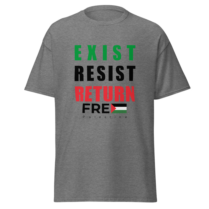 Exist. Resist. Return. - Men’s Classic Tee, Graphite Heather