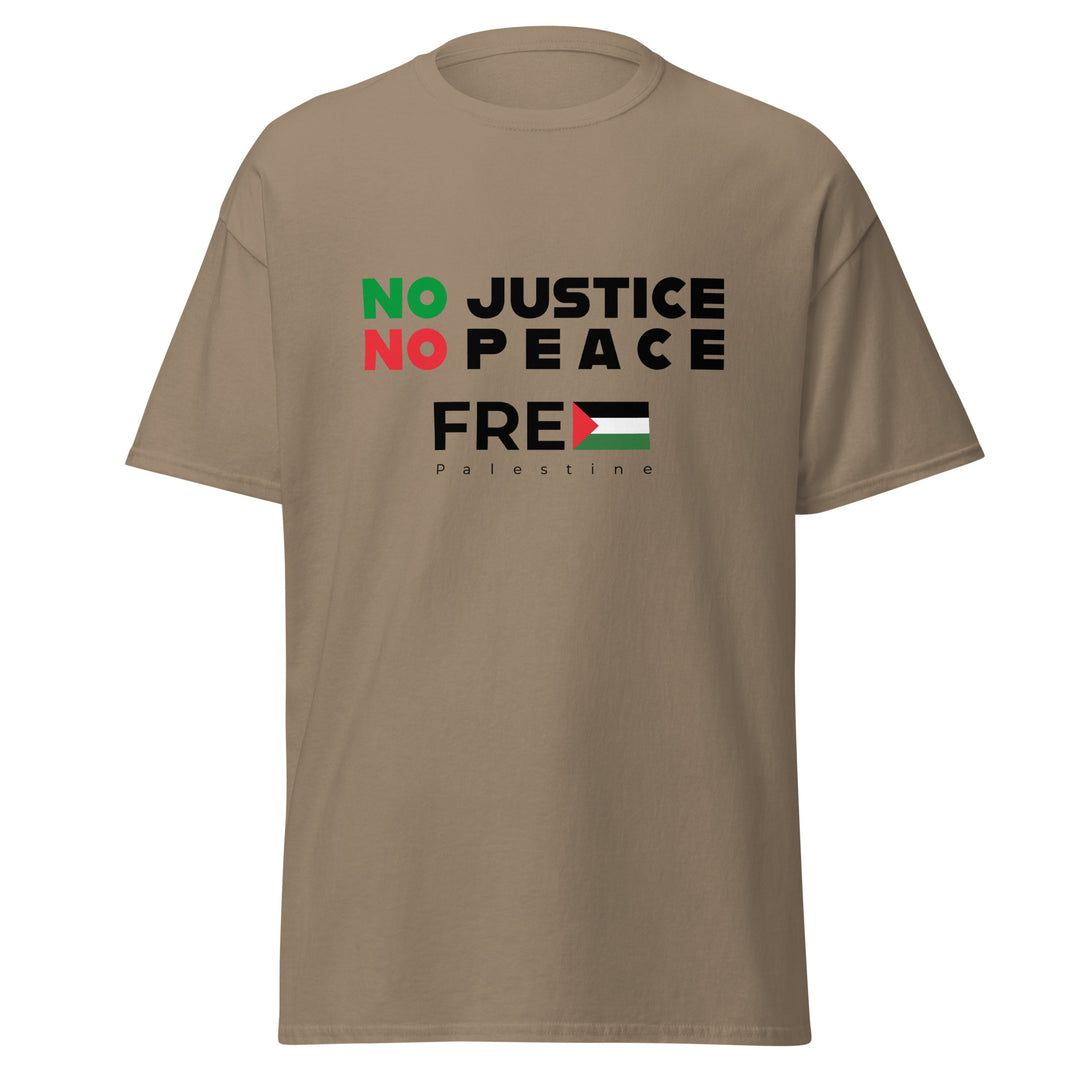 No Justice No Peace - Men’s Classic Tee, Brown Savana