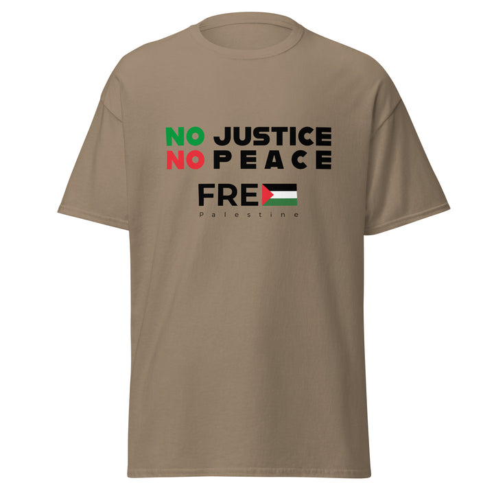 No Justice No Peace - Men’s Classic Tee, Brown Savana
