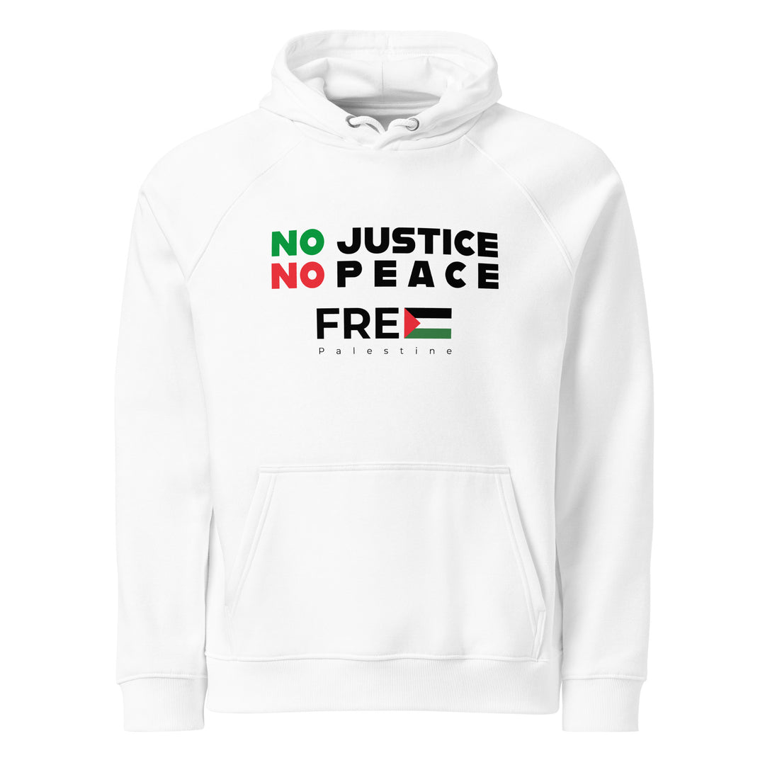 No Justice No Peace - Men’s Eco Raglan Hoodie, Eco Raglan Hoodie White