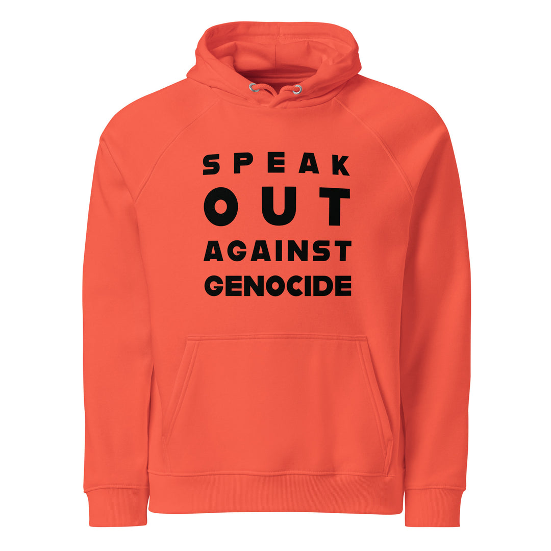 Speak Out Against Genocide - Men’s Eco Raglan Hoodie, Eco Raglan Hoodie Burnt Orange