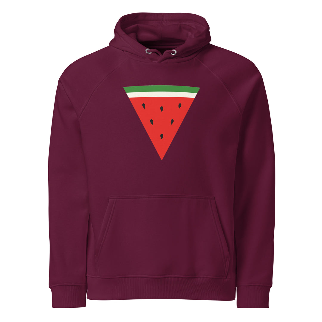 Triangle Watermelon - Men’s Eco Raglan Hoodie, Eco Raglan Hoodie Burgundy