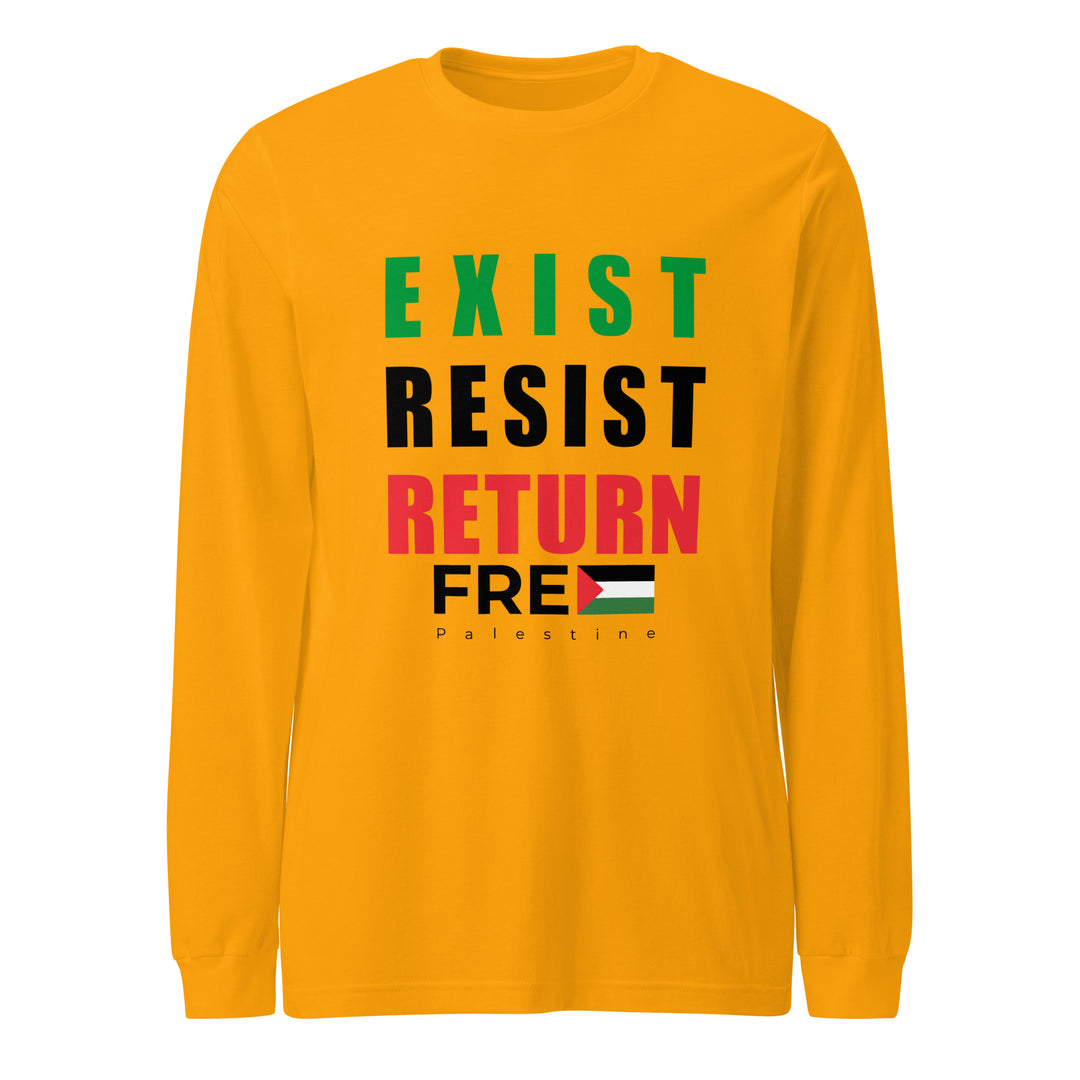 Exist. Resist. Return. - Men’s Long Sleeve Tee, Gold