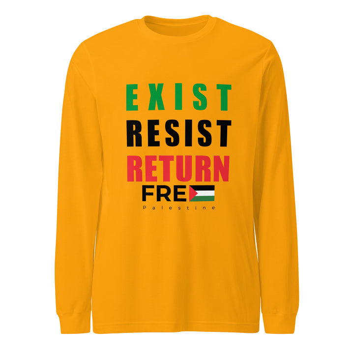 Exist. Resist. Return. - Men’s Long Sleeve Tee, Gold