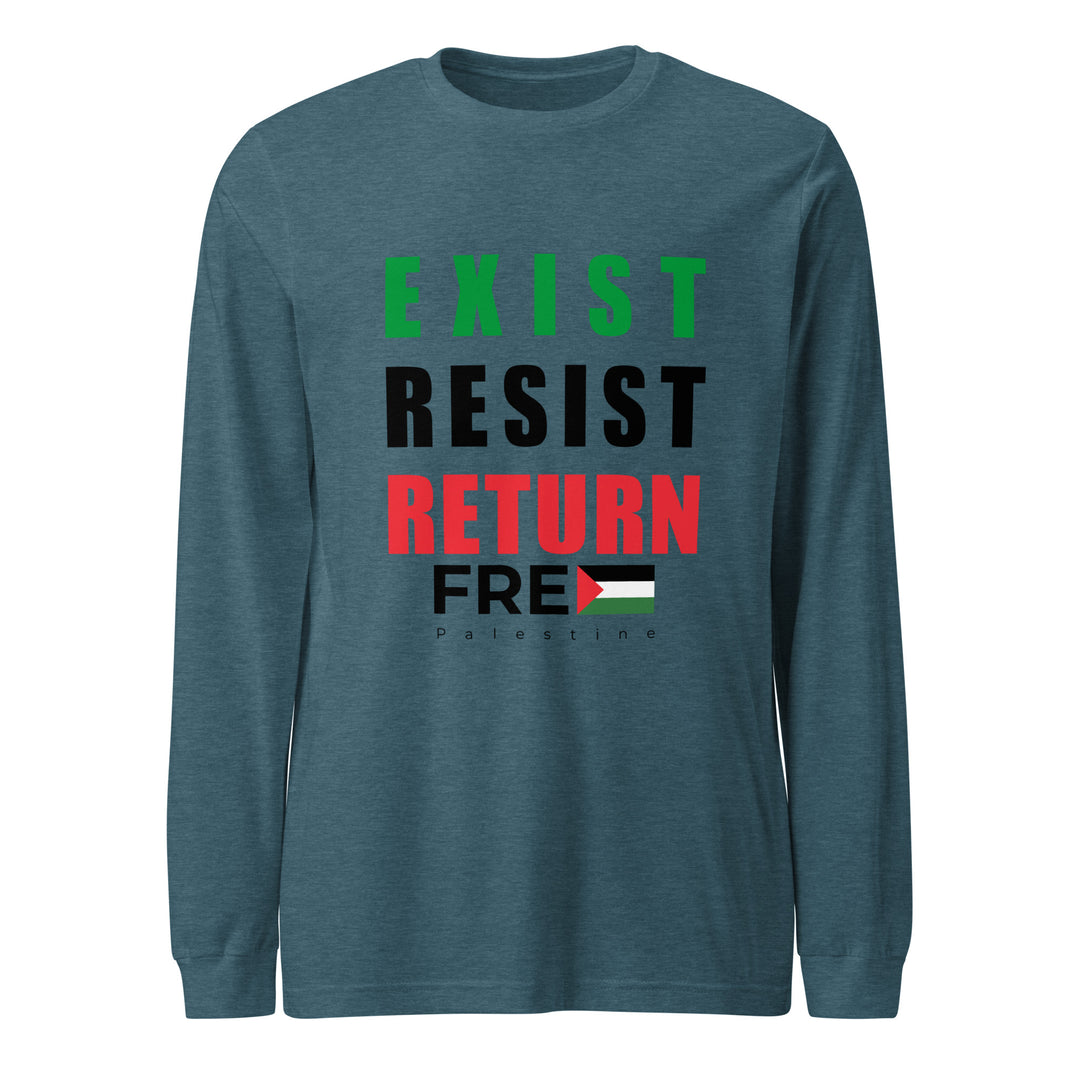 Exist. Resist. Return. - Men’s Long Sleeve Tee, Heather Deep Teal