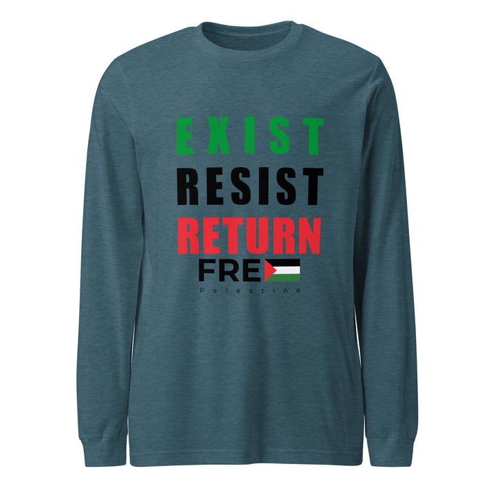 Exist. Resist. Return. - Men’s Long Sleeve Tee, Heather Deep Teal