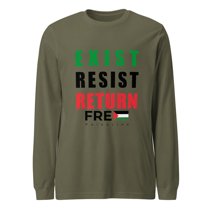 Exist. Resist. Return. - Men’s Long Sleeve Tee, Military Green